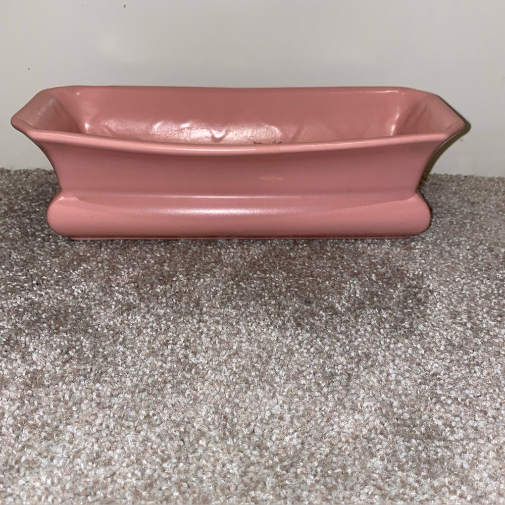 Vintage Abingdon Rectangular Indoor Planter‎ Mid Century Pink USA #437 Bulb